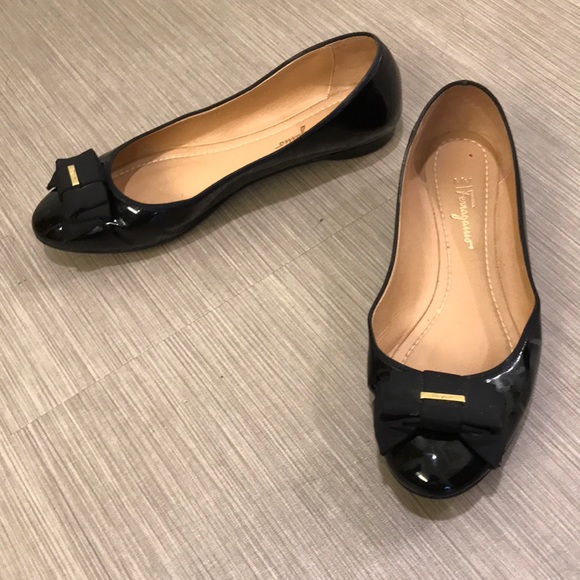 Salvatore Ferragamo Shoes - Salvatore Ferragamo black patent leather bow flats 10